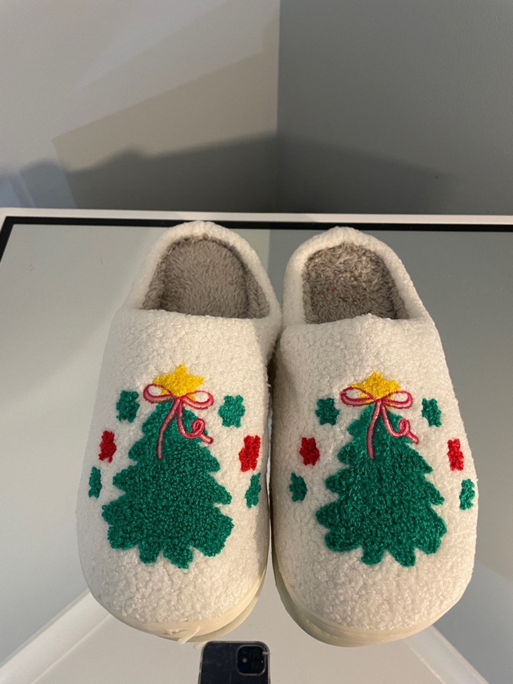 Christmas slippers Women Indoor Outdoor Warm Plush Holiday tree Fur Cozy new